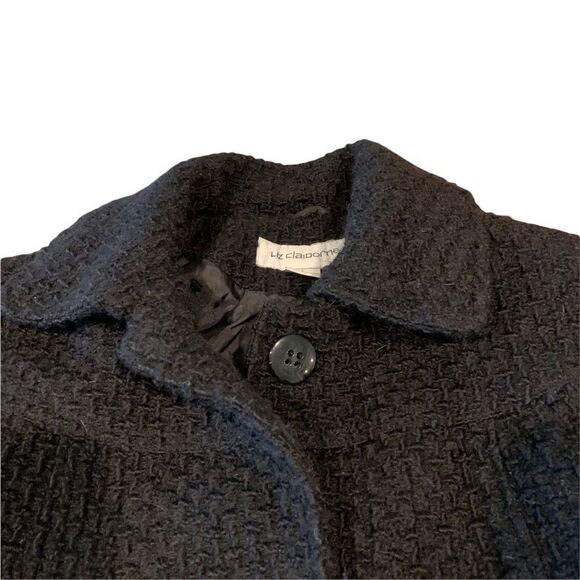 Liz Claiborne Black Wool Blend Pea Coat Sz L - Picture 4 of 8